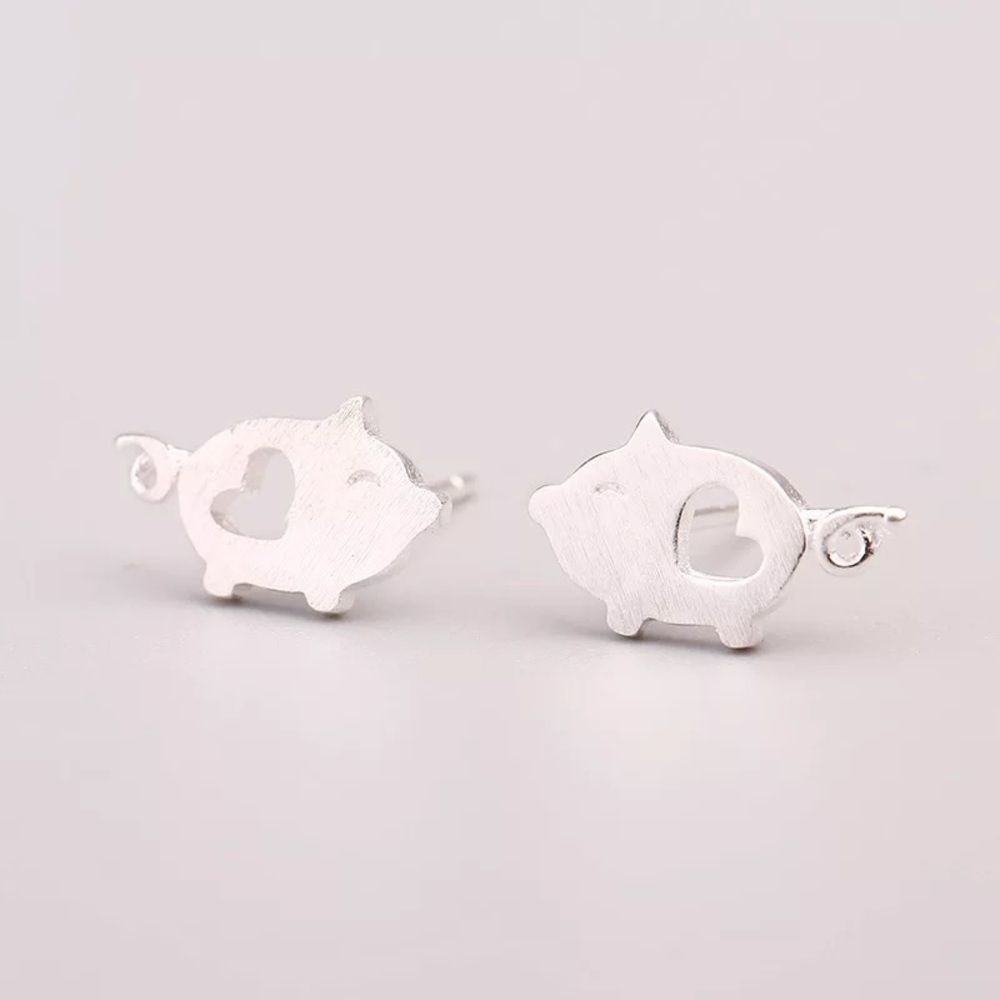 925 Sterling Silver Pig Stud Earrings